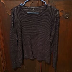 Eileen Fisher Black Sweater Top Linen/silk/cotton size PL